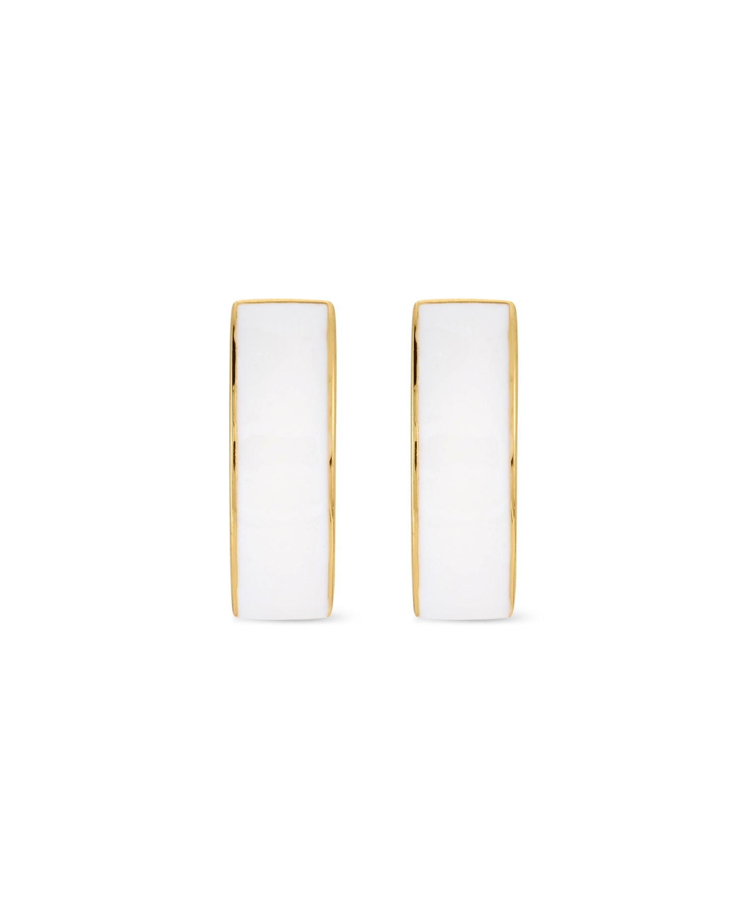 Love Links Enamel Earrings - White on Gold